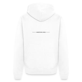 Marathon 2026 Linie - Unisex Premium Bio Zip Hoodie - Weiß - Hinten - Thijin (182cm)