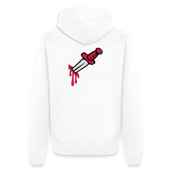 Messer in der Sie zurück - Unisex Premium Bio Zip Hoodie - Weiß - Hinten - Thijin (182cm)
