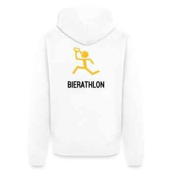 Bierathlon die Kneipentour - Unisex Premium Bio Zip Hoodie - Weiß - Hinten - Thijin (182cm)