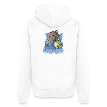Hundeelend - Unisex Premium Bio Zip Hoodie - Weiß - Hinten - Thijin (182cm)