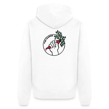 Vegan - Unisex Premium Bio Zip Hoodie - Weiß - Hinten - Thijin (182cm)