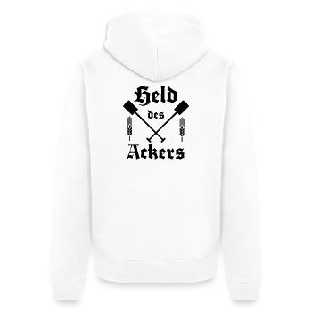 Héros de la pelle sur le terrain - Veste à capuche bio Premium Unisexe - blanc - Dos - Thijin (182cm)
