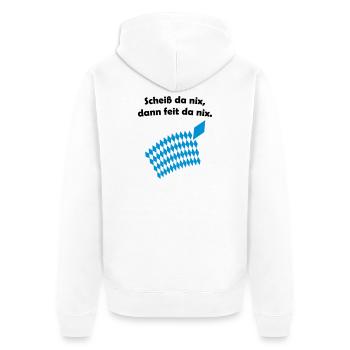 Bayerisches Scheiß da nix Design - Unisex Premium Bio Zip Hoodie - Weiß - Hinten - Thijin (182cm)
