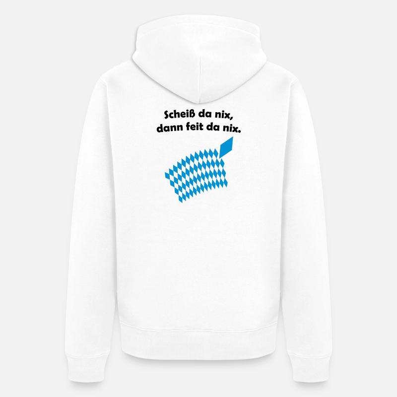 Bayerisches Scheiß da nix Design - Unisex Premium Bio Zip Hoodie - Weiß