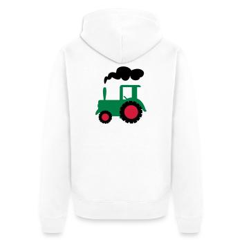 traktor trecker landwirtschaft - Unisex Premium Bio Zip Hoodie - Weiß - Hinten - Thijin (182cm)