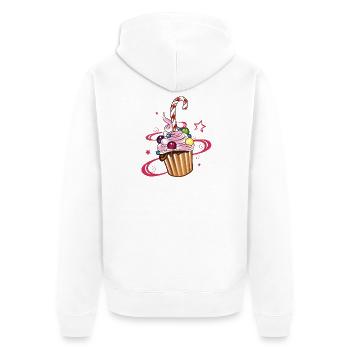 Muffin mit Sternen, Süßigkeiten und Zuckerstange. - Unisex Premium Bio Zip Hoodie - Weiß - Hinten - Thijin (182cm)