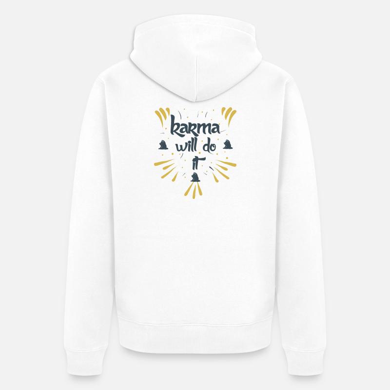 karma will do it kontiki - Unisex Premium Bio Zip Hoodie - Weiß