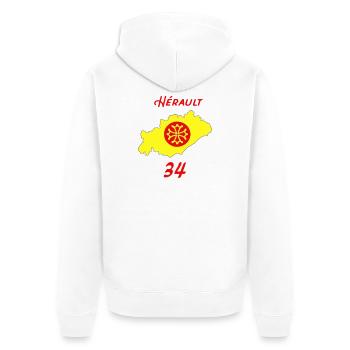 Hérault - Unisex Premium Bio Zip Hoodie - Weiß - Hinten - Thijin (182cm)