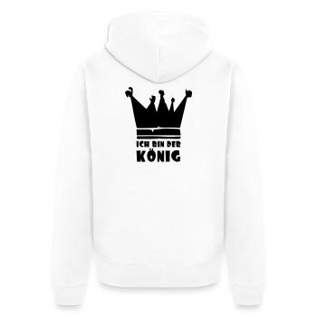 ich bin der König - Unisex Premium Bio Zip Hoodie - Weiß - Hinten - Thijin (182cm)