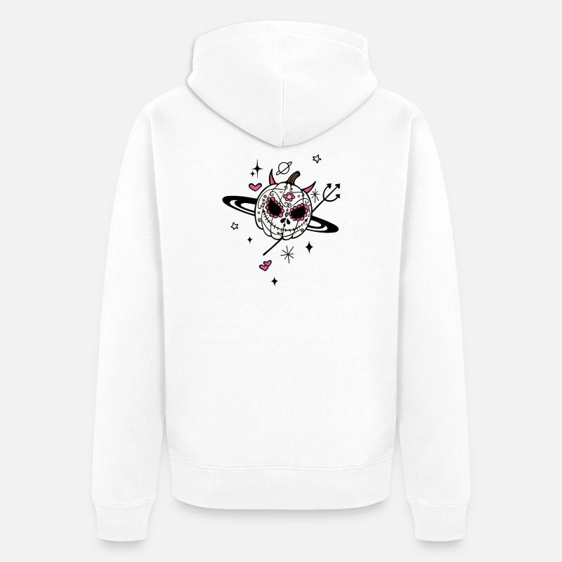 Pumpkin Devil Univers d’Halloween - Veste à capuche bio Premium Unisexe - blanc