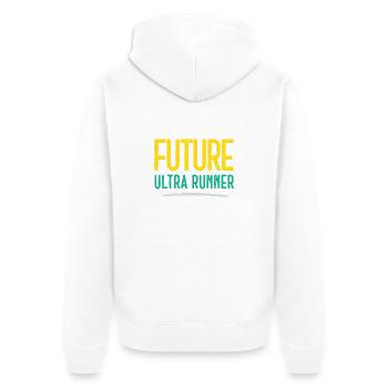 Future Ultra Runner - Unisex Premium Bio Zip Hoodie - Weiß - Hinten - Thijin (182cm)