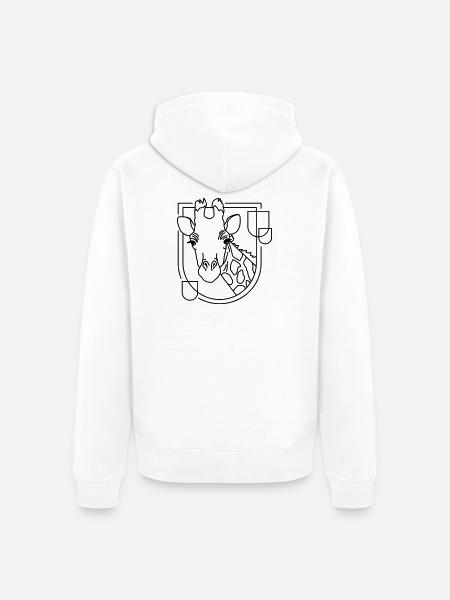 Giraffa in forma geometrica - Progettazione a linee - Felpa con cappuccio ecologica premium unisex - bianco