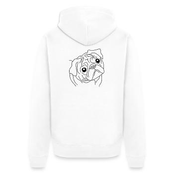 Mops Face - Der Niedliche Begleiter - Unisex Premium Bio Zip Hoodie - Weiß - Hinten - Thijin (182cm)