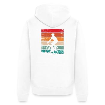 Cycliste rétro coucher de soleil - Veste à capuche bio Premium Unisexe - blanc - Dos - Thijin (182cm)
