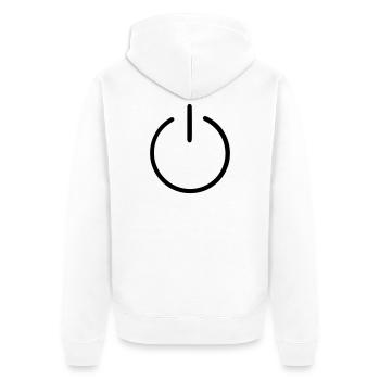 Ein uns Aus Knopf - Unisex Premium Bio Zip Hoodie - Weiß - Hinten - Thijin (182cm)