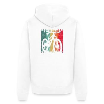 Silhouette de vélo grunge arc-en-ciel - Veste à capuche bio Premium Unisexe - blanc - Dos - Thijin (182cm)
