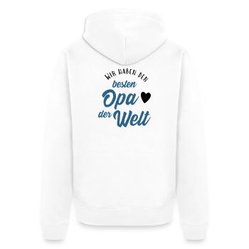 Wir haben den besten Opa der Welt - Unisex Premium Bio Zip Hoodie - Weiß - Hinten - Thijin (182cm)