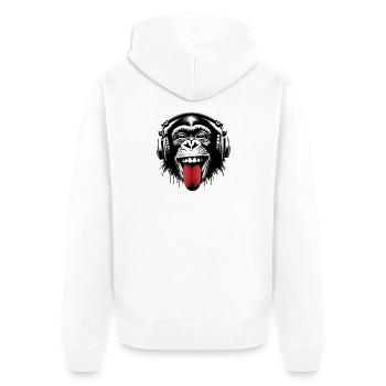 Headphones Monkey Music Monkey World 🎧 - Unisex Premium Organic Zip Hoodie - white - Back - Thijin (182cm)