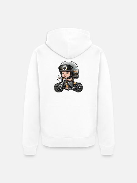 Baby biker, futuro biker, baby biker - Chaqueta con capucha prémium ecológica unisex - blanco