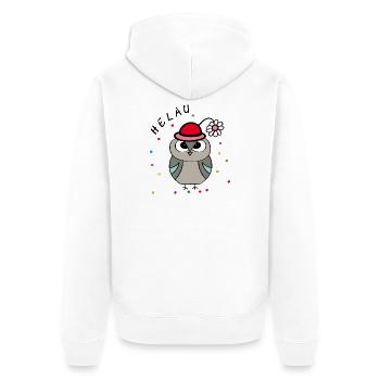 Hibou du carnaval de Helau - Veste à capuche bio Premium Unisexe - blanc - Dos - Thijin (182cm)