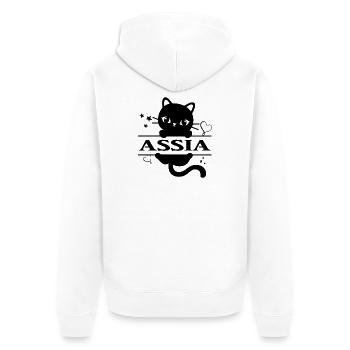 Assia t-shirt t-shirt Katze idée cadeau chat - Veste à capuche bio Premium Unisexe - blanc - Dos - Thijin (182cm)