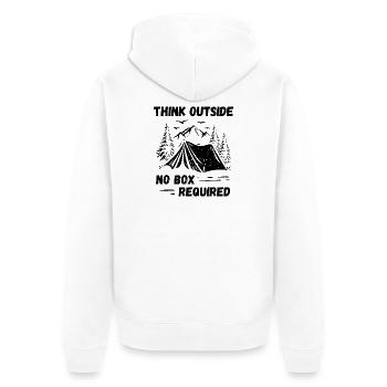 Camping, Randonnée, Forêt - Pensez à l’extérieur - Veste à capuche bio Premium Unisexe - blanc - Dos - Thijin (182cm)