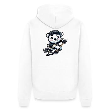 Eisbär Hockeyverein Hockeyspieler Polarbär - Unisex Premium Bio Zip Hoodie - Weiß - Hinten - Thijin (182cm)