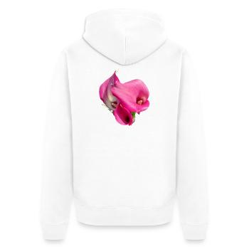 Pink Calla Flower Trio - Unisex Premium Organic Zip Hoodie - white - Back - Thijin (182cm)