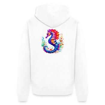 A Colorful Seahorse - Unisex Premium Organic Zip Hoodie - white - Back - Thijin (182cm)
