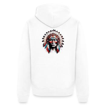 Amerikanischer Indianer Amerikanische Rote Haut - Unisex Premium Bio Zip Hoodie - Weiß - Hinten - Thijin (182cm)
