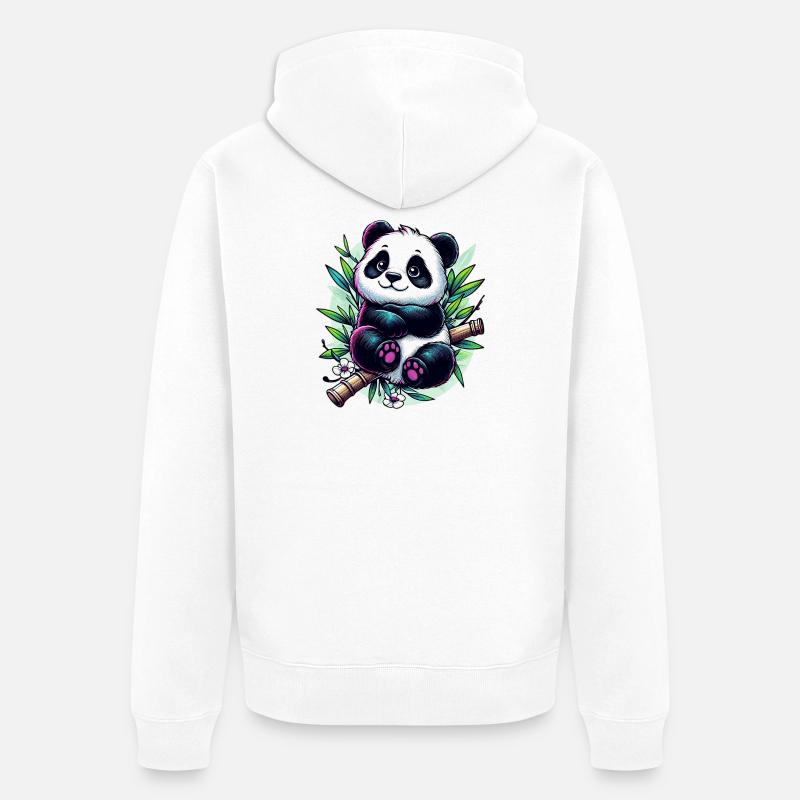 Panda - Veste à capuche bio Premium Unisexe - blanc