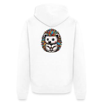 Hedgehog - Unisex Premium Organic Zip Hoodie - white - Back - Thijin (182cm)