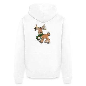 Weihnachtsren - Unisex Premium Bio Zip Hoodie - Weiß - Hinten - Thijin (182cm)