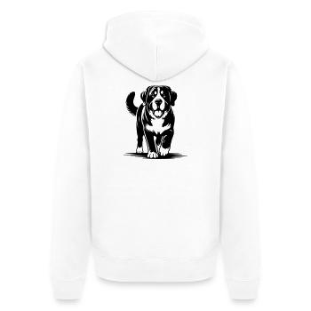 Großer Schweizer Sennenhund - Unisex Premium Bio Zip Hoodie - Weiß - Hinten - Thijin (182cm)