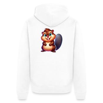 Beaver - Unisex Premium Organic Zip Hoodie - white - Back - Thijin (182cm)