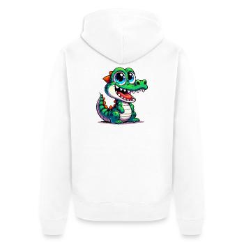 Alligator Crocodile - Unisex Premium Organic Zip Hoodie - white - Back - Thijin (182cm)