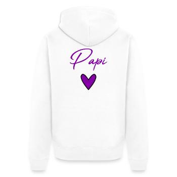 PAPY. FÊTE DES PÈRES. BONNE FÊTE PAPY. JE T'AIME. - Veste à capuche bio Premium Unisexe - blanc - Dos - Thijin (182cm)