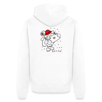 Katze feiert Karneval - Unisex Premium Bio Zip Hoodie - Weiß - Hinten - Thijin (182cm)