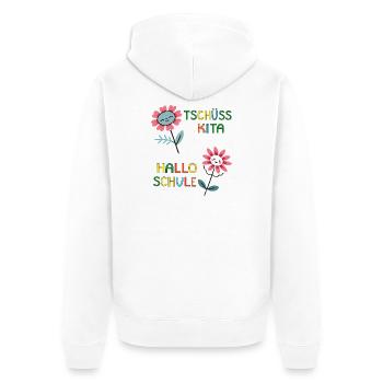 Goodbye Kita Hello School - Unisex Premium Organic Zip Hoodie - white - Back - Thijin (182cm)