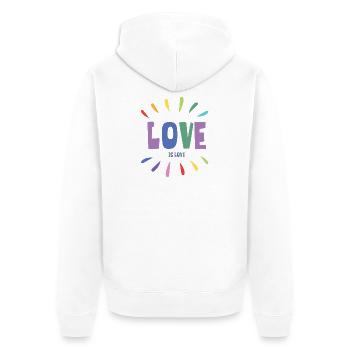 Mois de la fierté LGBT - Love is Love - Veste à capuche bio Premium Unisexe - blanc - Dos - Thijin (182cm)