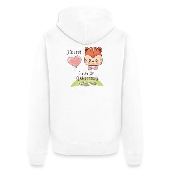 Hurra, heute ist Geburtstag Happy Birthday - Unisex Premium Bio Zip Hoodie - Weiß - Hinten - Thijin (182cm)