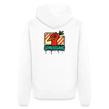 Conception de signe de main d’allée de légumes - Veste à capuche bio Premium Unisexe - blanc - Dos - Thijin (182cm)