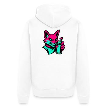 Graffiti Fuchs - Unisex Premium Bio Zip Hoodie - Weiß - Hinten - Thijin (182cm)