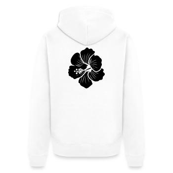 Hibiscus Flower – Symbol Icon (SVG) Colours - Unisex Premium Organic Zip Hoodie - white - Back - Thijin (182cm)