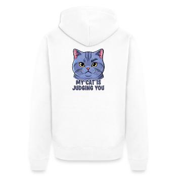 Cat motto with a funny face - Unisex Premium Organic Zip Hoodie - white - Back - Thijin (182cm)