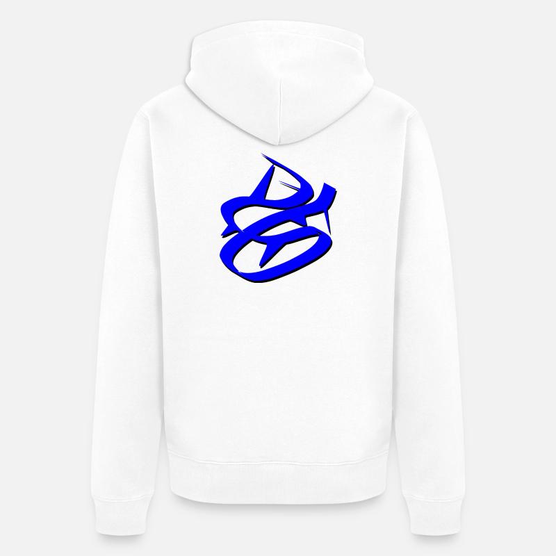 Design de graffiti bleu dynamique - Veste à capuche bio Premium Unisexe - blanc