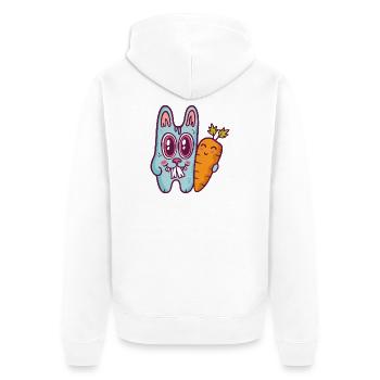 Blue doodle rabbit with carrot - Unisex Premium Organic Zip Hoodie - white - Back - Thijin (182cm)