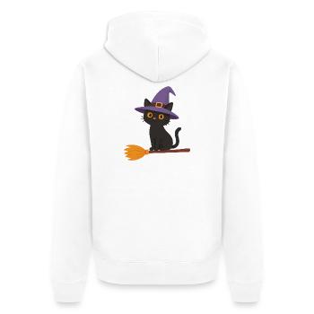 Hexe auf Besen - Unisex Premium Bio Zip Hoodie - Weiß - Hinten - Thijin (182cm)