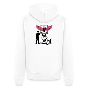 Masque et fragment ailés - Veste à capuche bio Premium Unisexe - blanc - Dos - Thijin (182cm)
