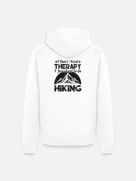 Ich brauche keine Therapie. Ich muss nur wandern gehen. - Unisex Premium Bio Zip Hoodie - Weiß